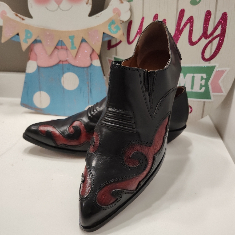 Vintage EUC 80'S NINE WEST Aviva Leather Cowgirl Slip On Ankle Booties, 🖤, 7.5 - Picture 2 of 16
